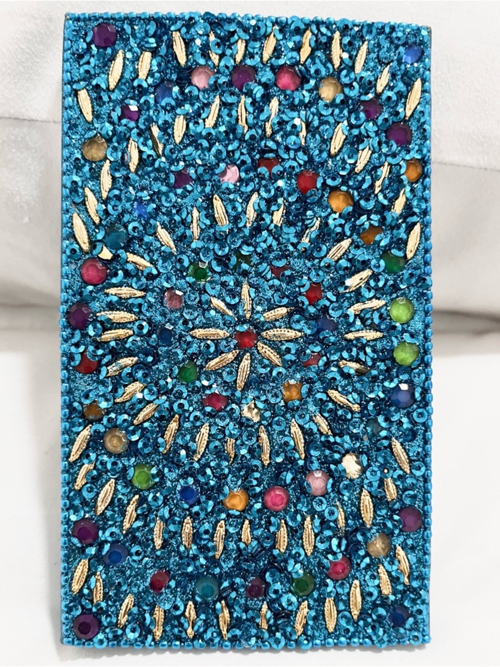 Turquoise Jeweled Aqua Multi Circle 96 Page Blank Notepad 5.5”x 3.5” NWT